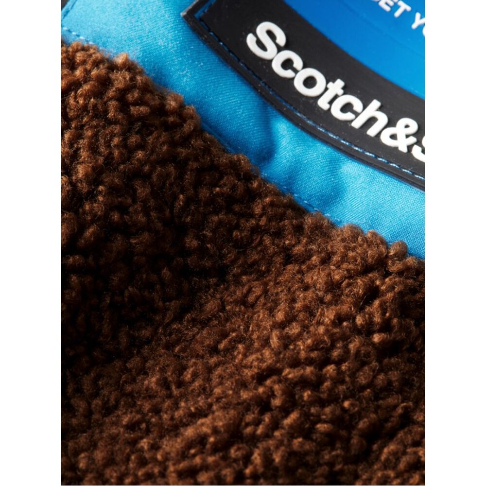 Scotch & Soda Zip-Up Color Block Teddy Fleece Jacket Brown Black Men's M $195 - Picture 4 of 16